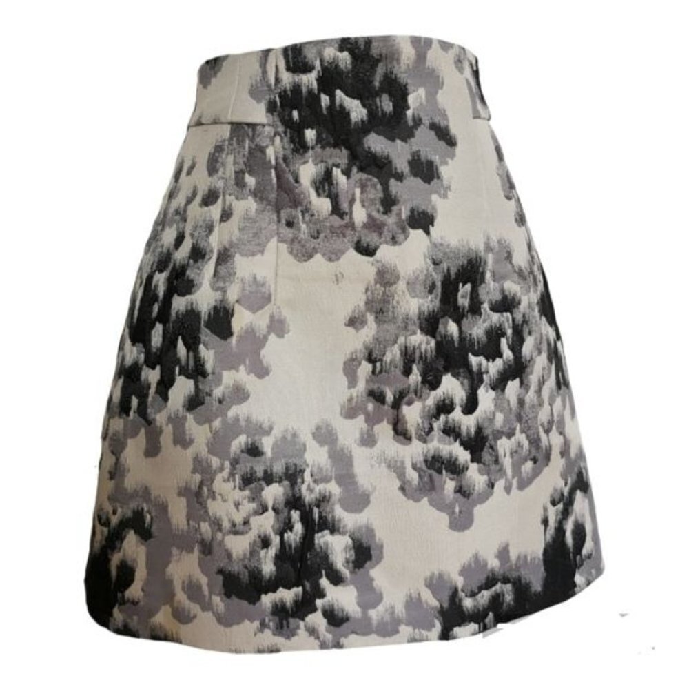 Girl's H&m brocade skirt black grey cream abstract